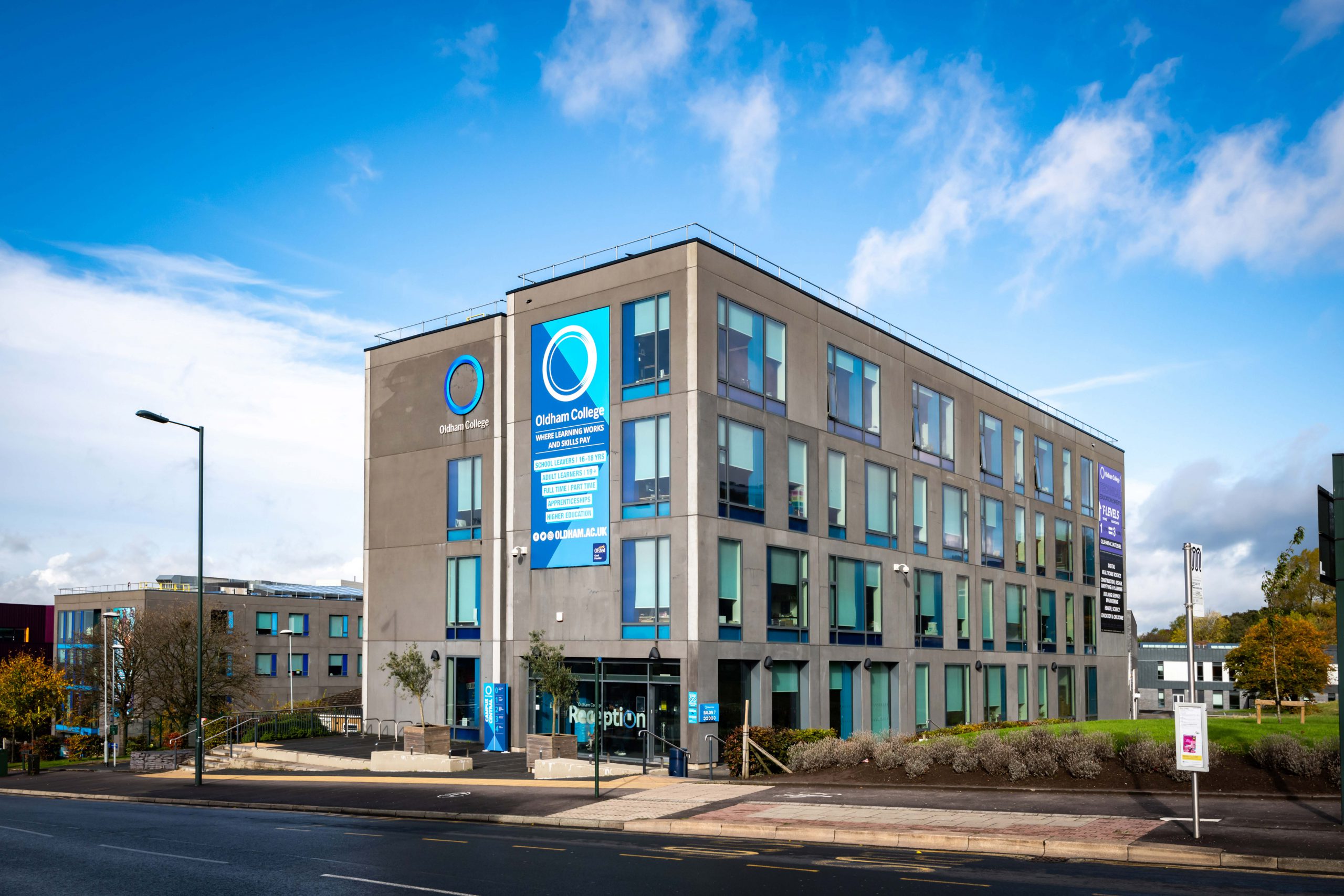 View of Oldham College Campus from road